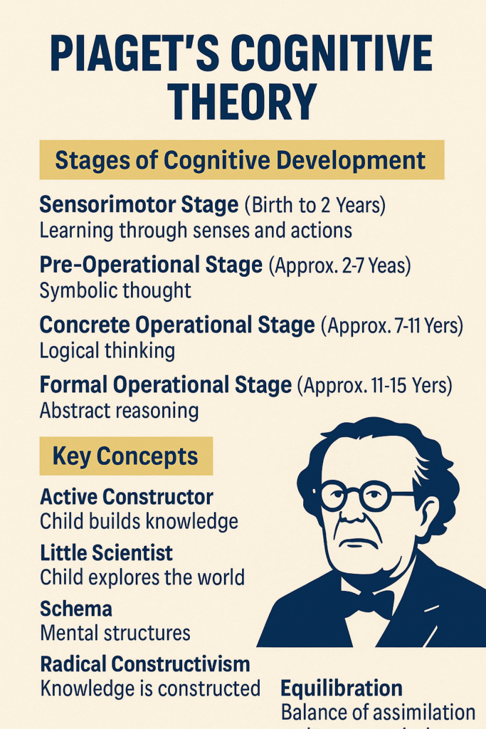 Piaget’s Cognitive Theory explains how children think and learn. This guide covers all four stages with simple notes for CTET and teaching exams.