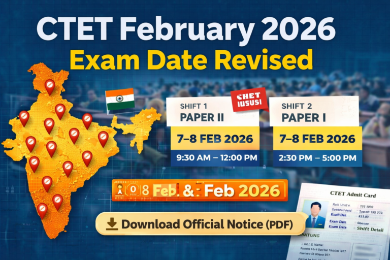 CTET February 2026 exam date revised with new two-day schedule announced by CBSE