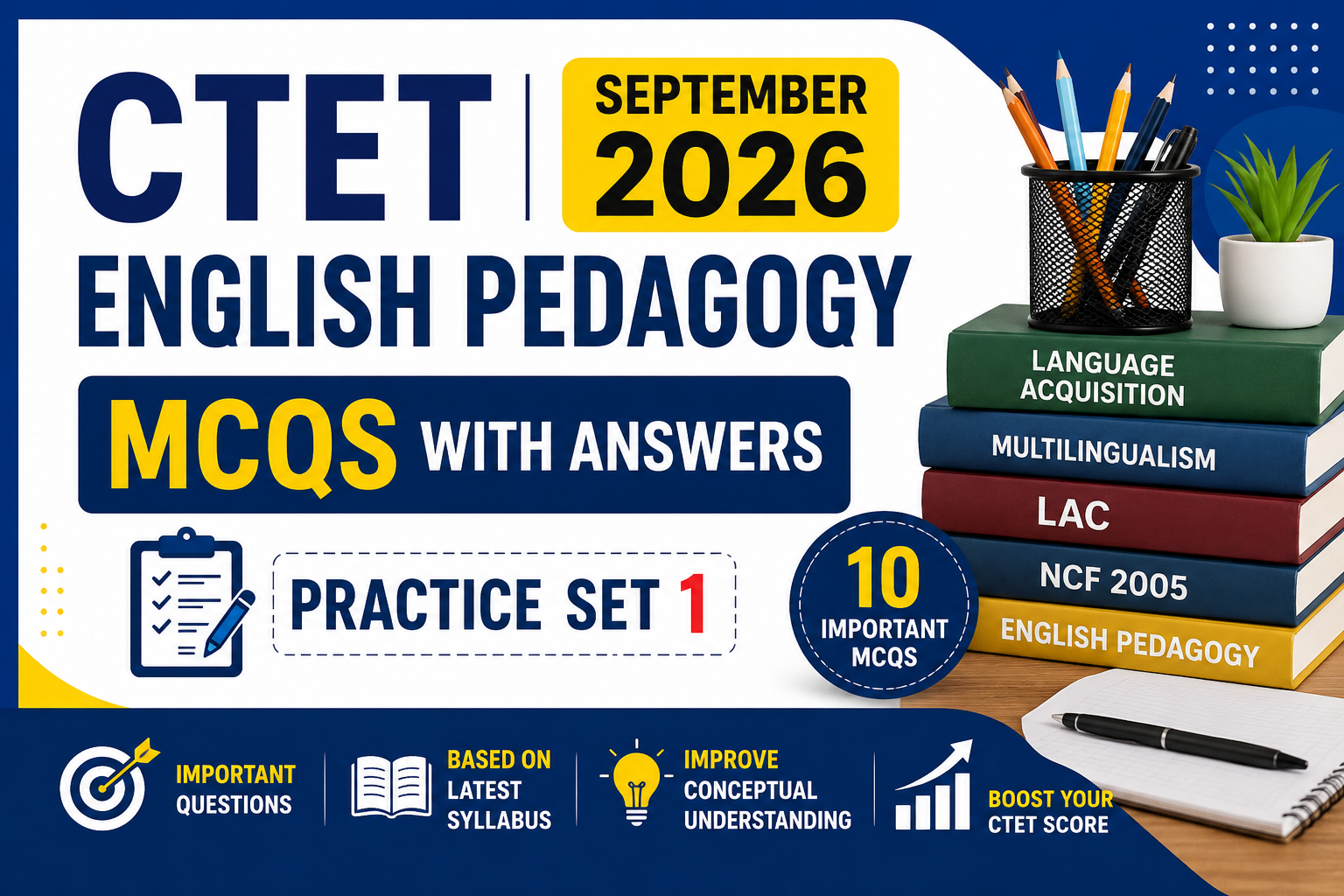 CTET September 2026 English Pedagogy Important MCQs with Answers (Practice Set 1)