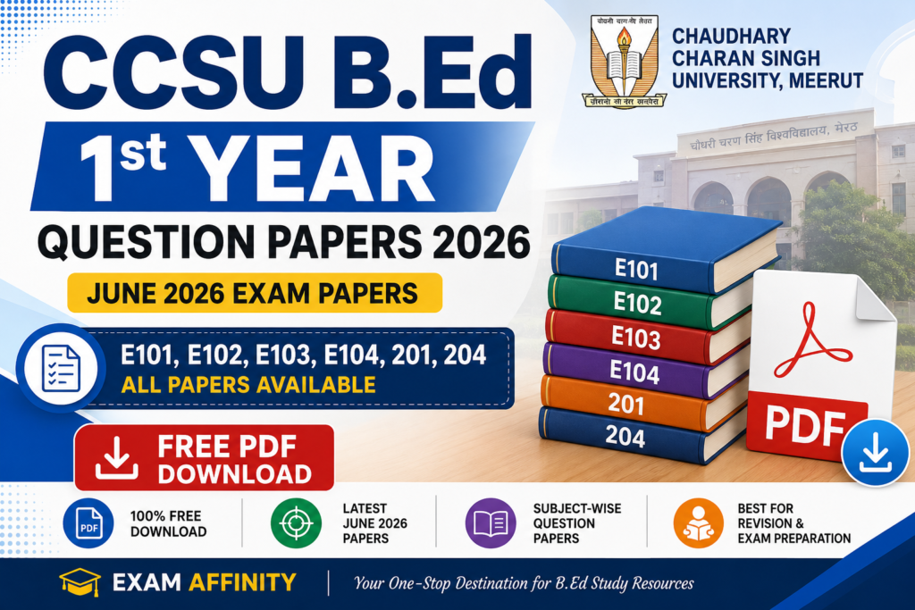 CCSU B.Ed 1st Year Question Papers 2026