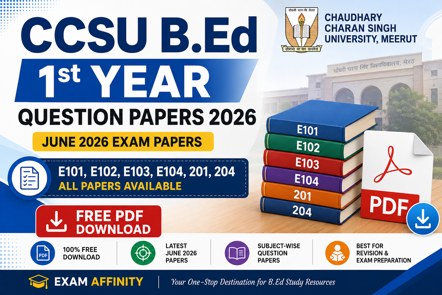 CCSU B.Ed 1st Year Question Papers 2026 – Download June 2026 Exam Papers PDF